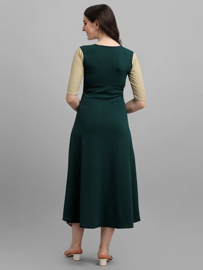 Women Light Olive & Green Fit & Flare dress