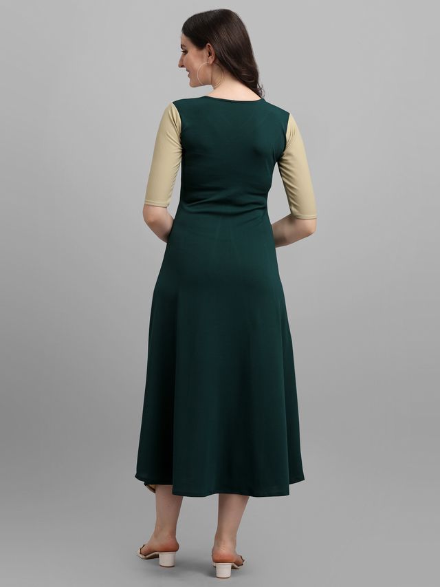 Women Light Olive & Green Fit & Flare dress