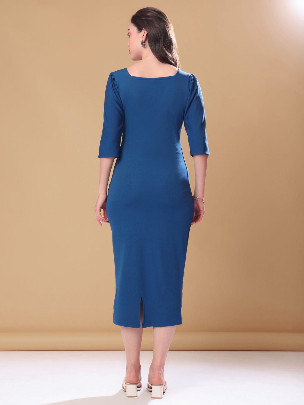 Women's Square Neck BodyconTeal Dress