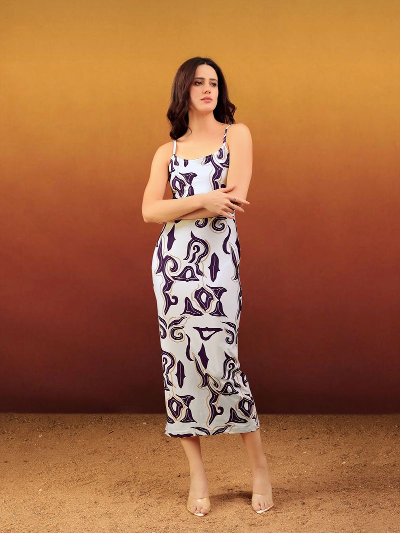 Women's Off White Bodycon Maxi Sleeveless Dress