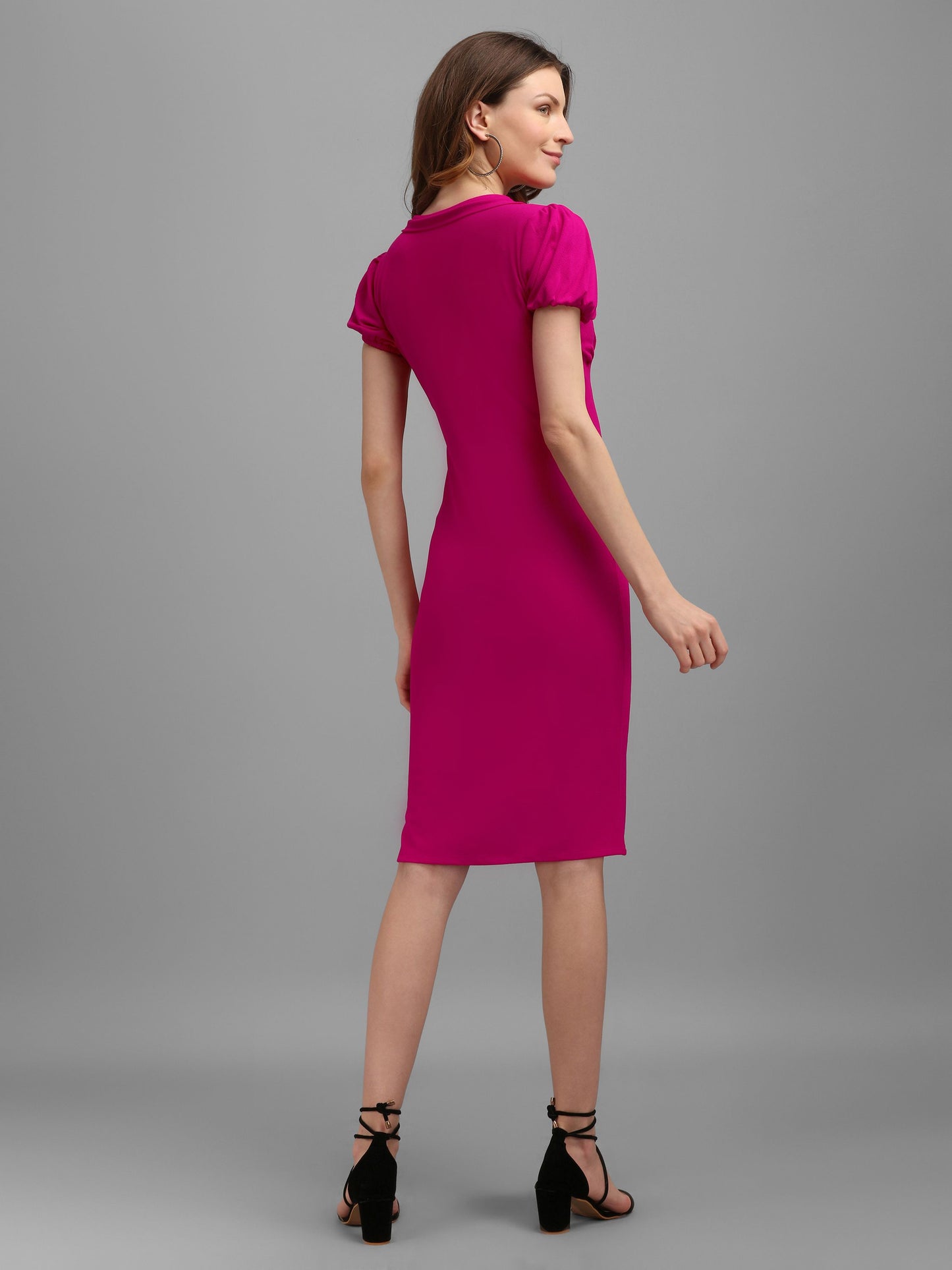 V-Neck Pink Bodycon Dress