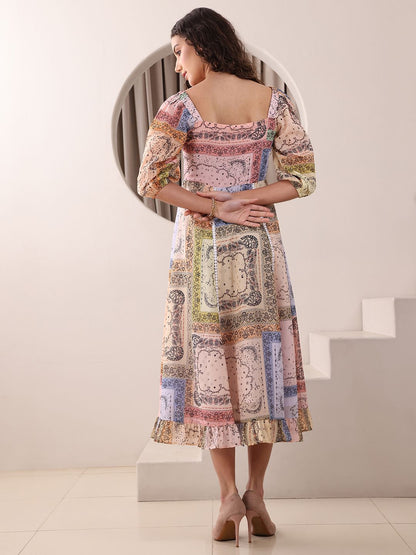 Obshivka  Printed Fit and Flare Dress