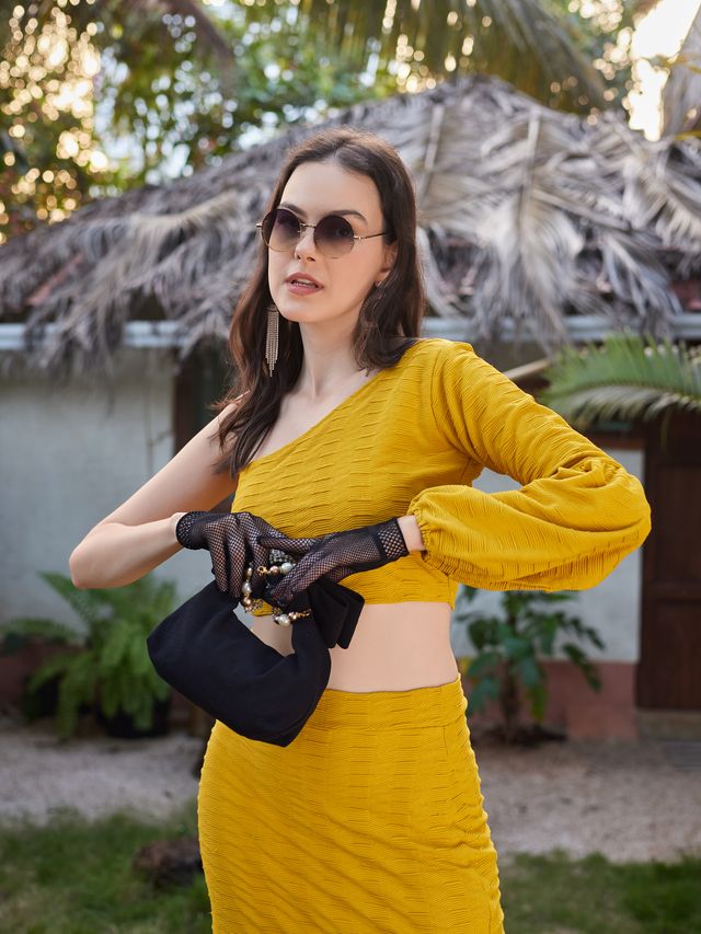 Women Yellow Bodycon Co-ords