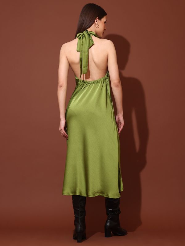 Women's Fit & Flared Green Dress