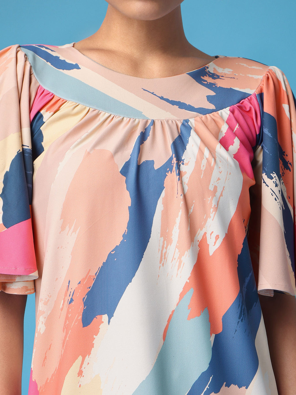 Women Peach Abstract print Dress