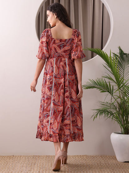 Obshivka  Printed Fit and Flare Dress