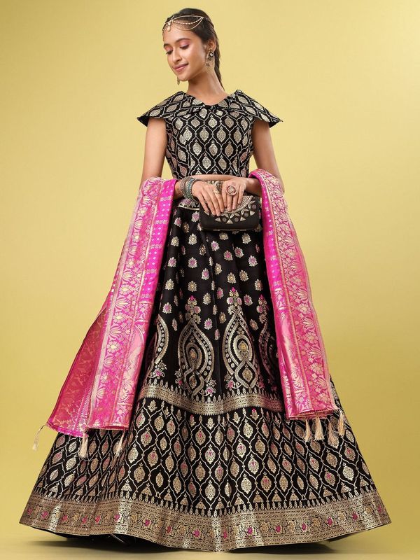 Embellished With Small Design Black Lehenga Choli