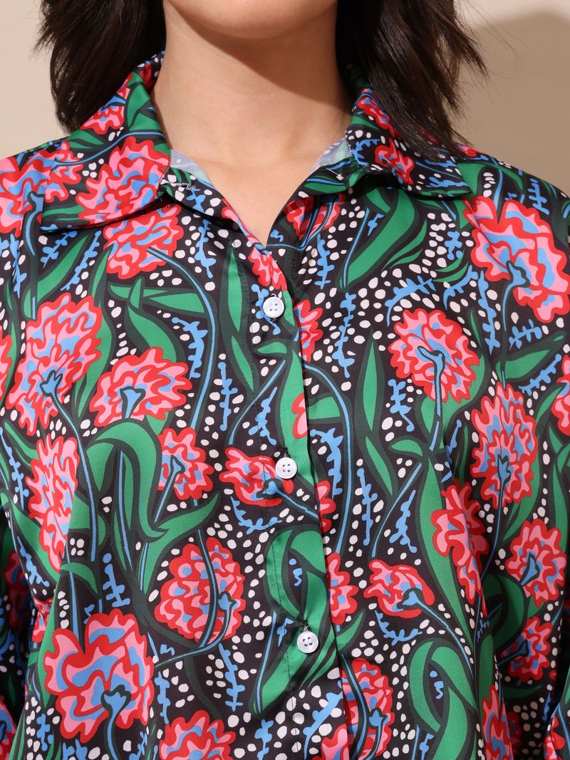 Women's Printed Stylished Green Top