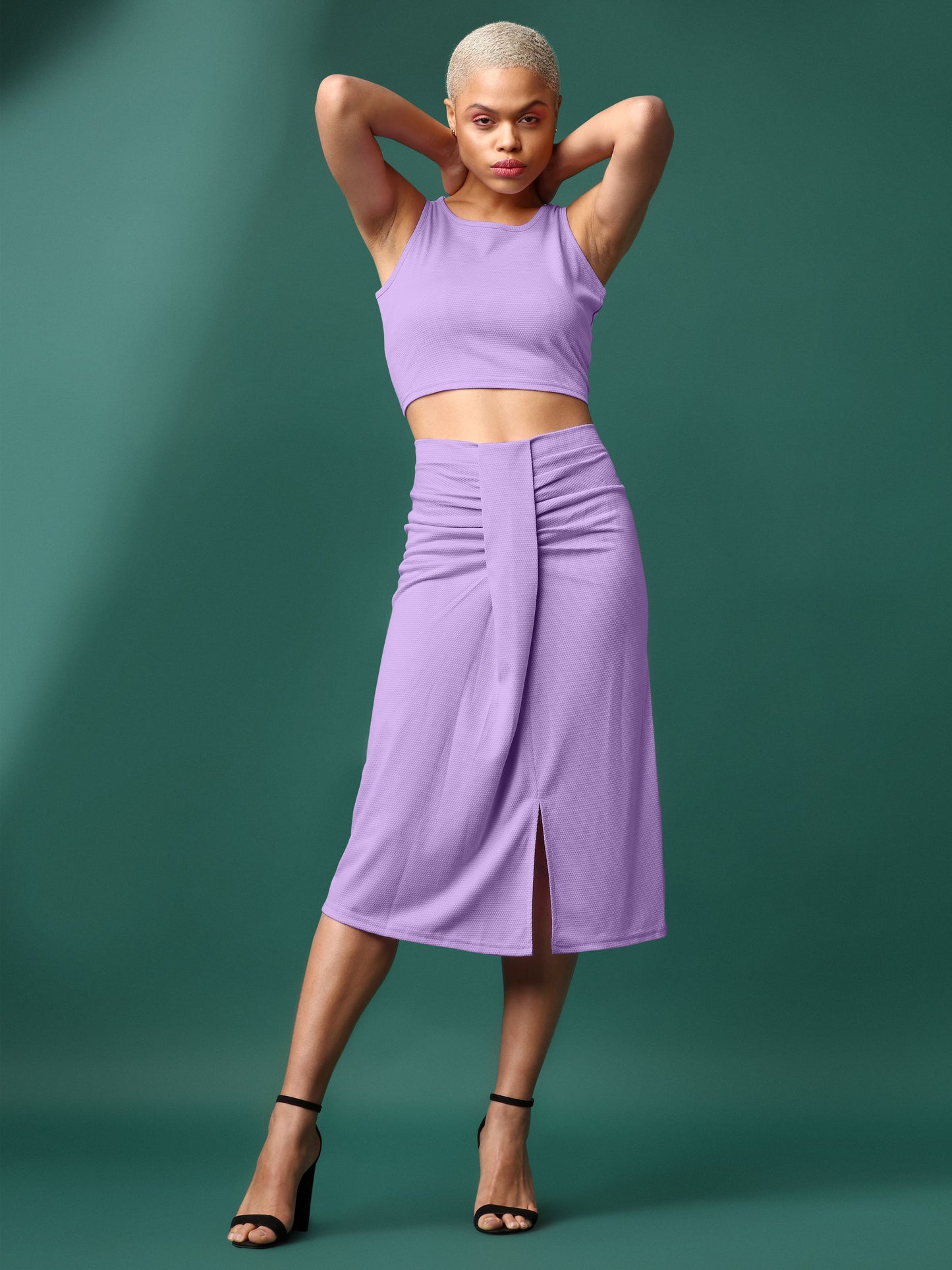 Women Violet Ruched Co-ords