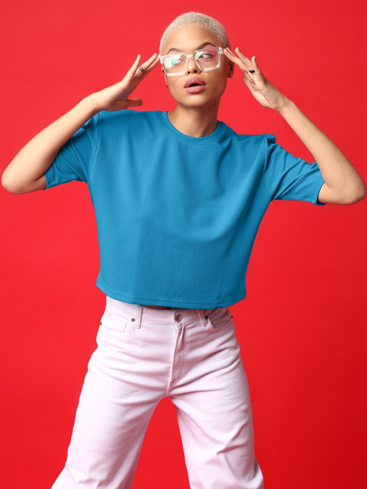 Women Blue Oversized Top