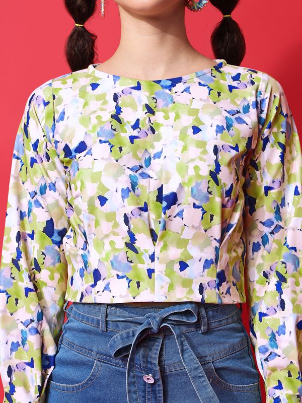 Yellow Boat Neck Crop Top For Women