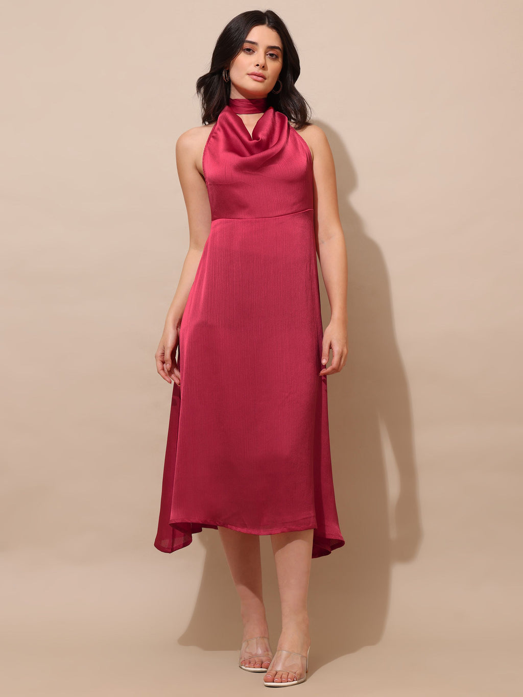 Women's Fit & Flared Red Dress