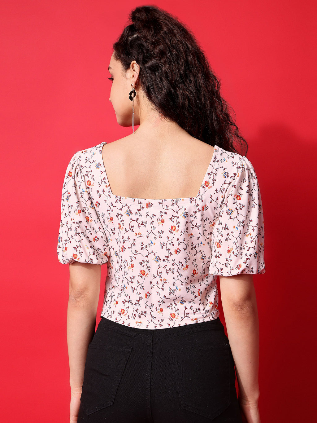 Beige Square Neck Crop Top For Women