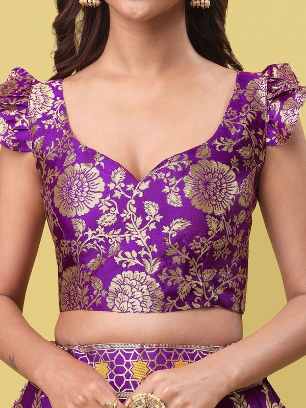 Women Purple Jacquard Lehenga