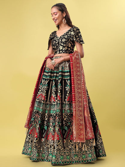 Women Black Embellished  Lehenga