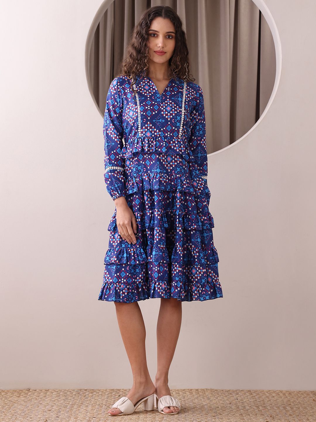 Obshivka  Printed Fit and Flare Dress