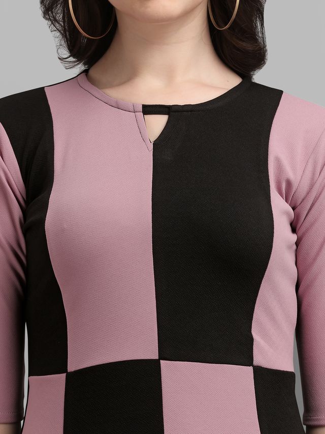 Women Light Violet & Black Fit & Flare dress