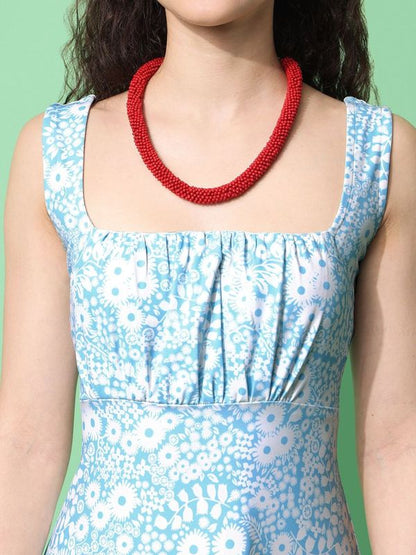 Women Sky Blue Sleeveless Dress