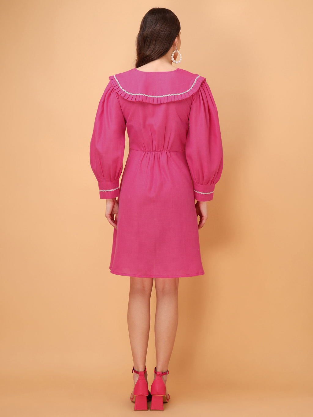 Women Multi Fit & Flare Solid Print Pink Dress