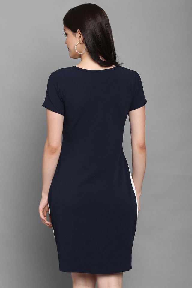 Women White & Blue Bodycon dress