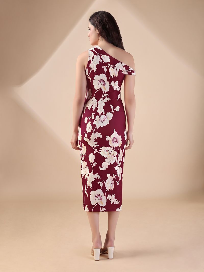 Women's Maroon Bodycon Maxi Sleeveless Dress