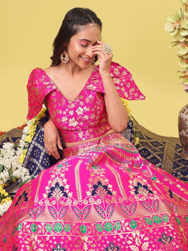 Women Pink Embellished  Lehenga