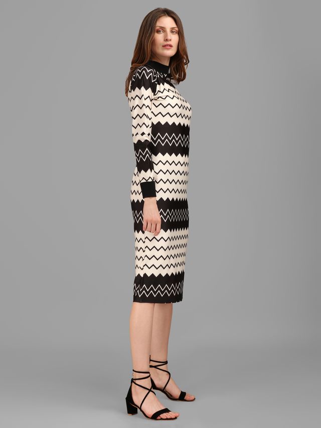 Women Beige and Black Bodycon Dress