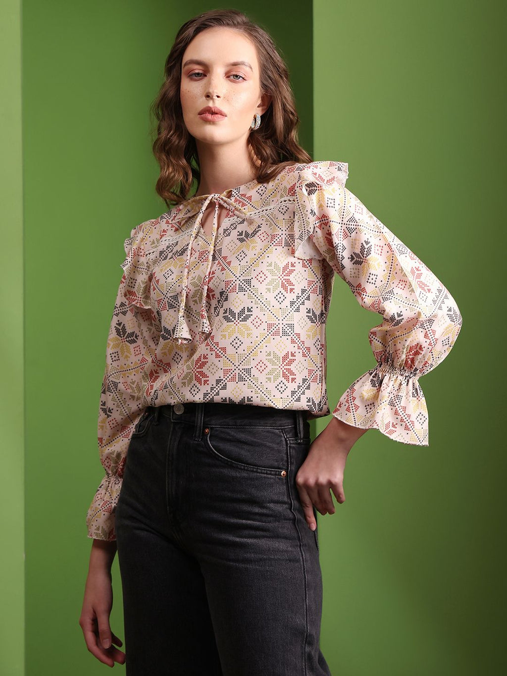 Obshivka  Printed Geometric Top