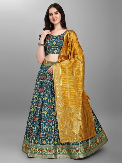 Women Rama Cotton Blend Lehenga