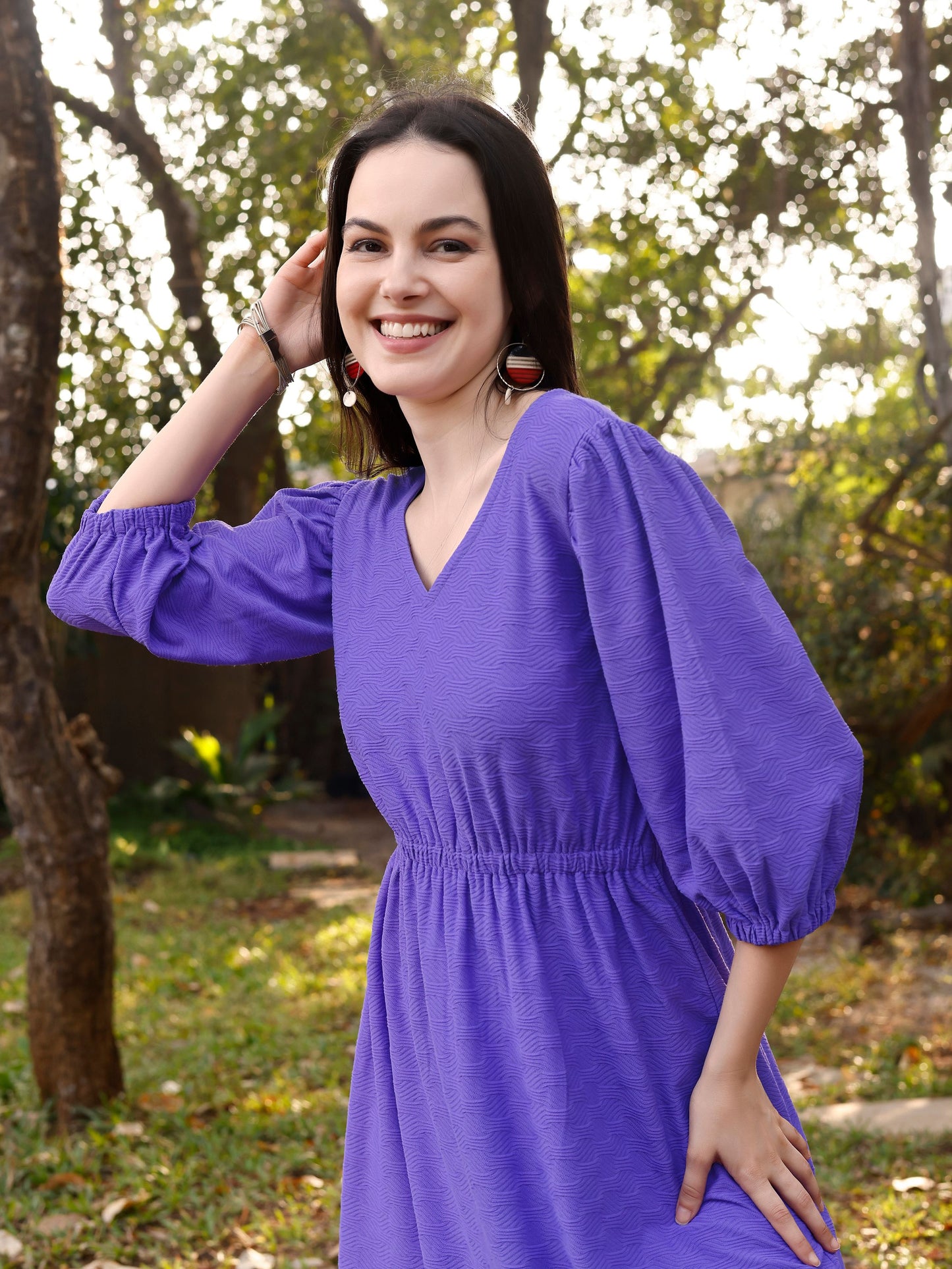 Violet Oversized V-Neck Dress