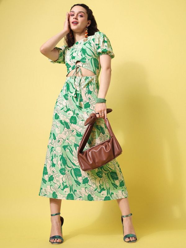 Women Green Fit & Flare Dress