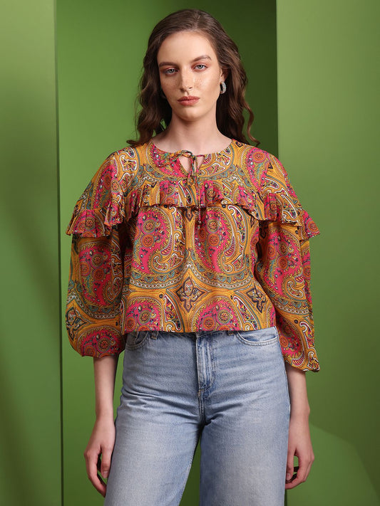 Obshivka  Printed Paisley Top