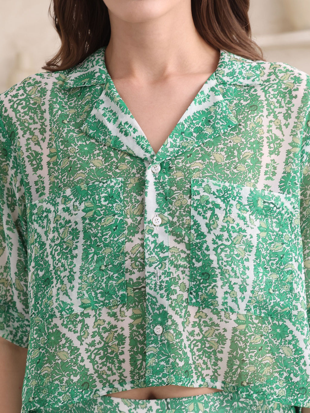 Women's Green Half  Sleeve Top & Trousers  Co-Ords Sets