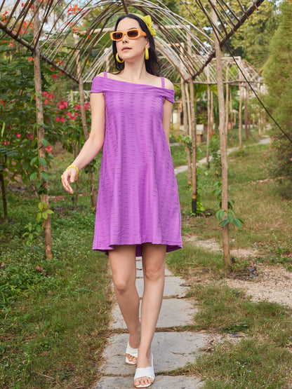 Purple Tie-up Flared Dress