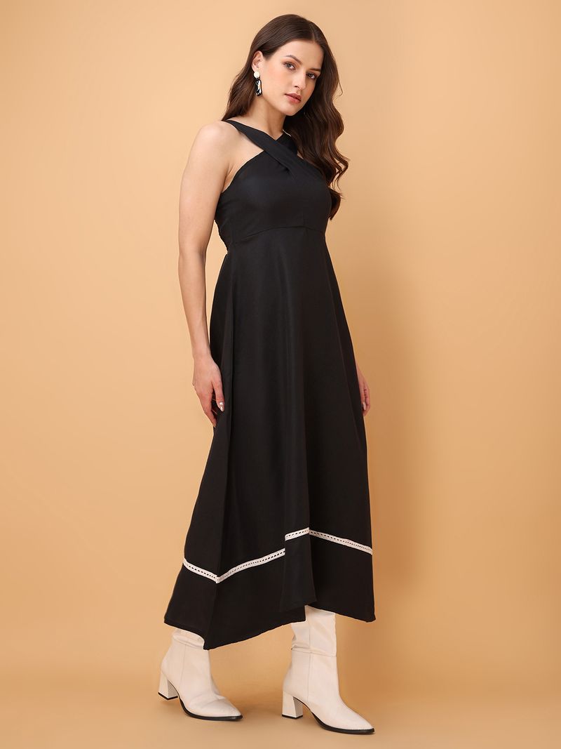 Sleeveless Solid Fit & Flared Dress
