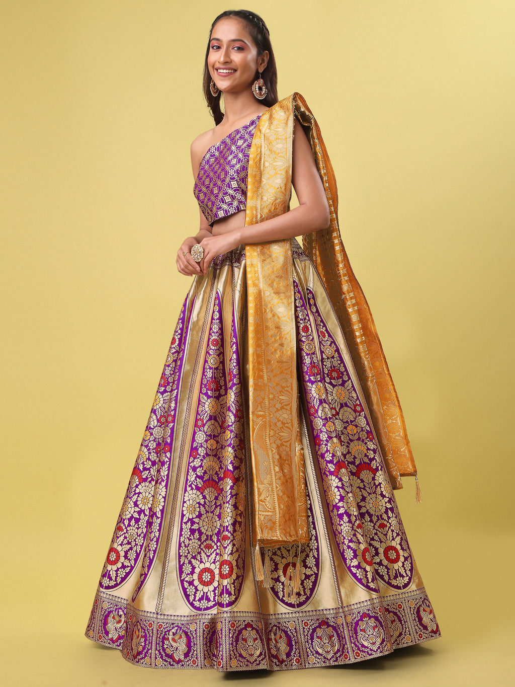 Women PurpleFloral Print Lehenga