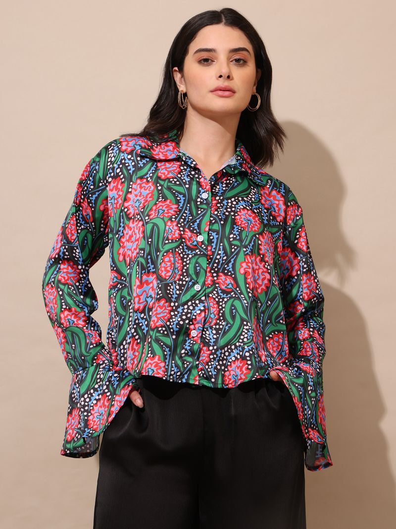 Women's Printed Stylished Green Top