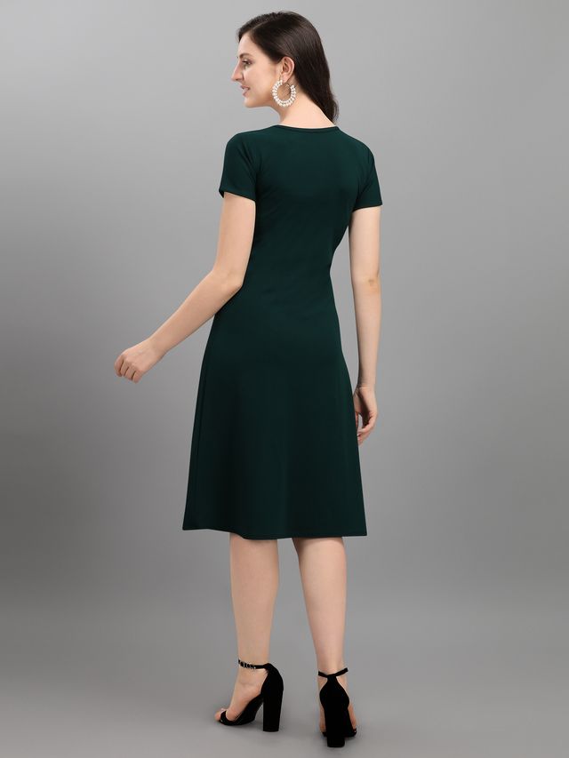 Women Light Olive & Green A Line dress