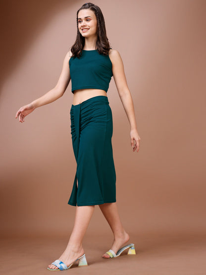 Women Teal Ruched Co-ords