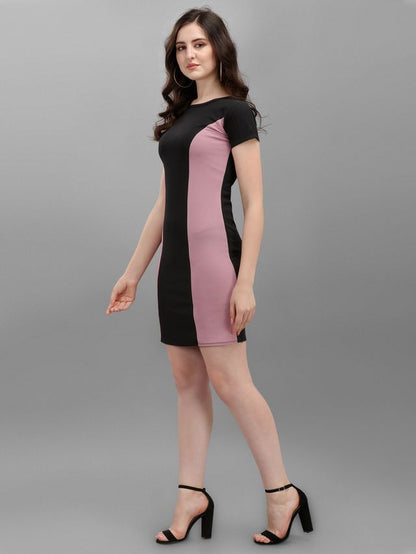 Women Light Violet & Black Bodycon dress