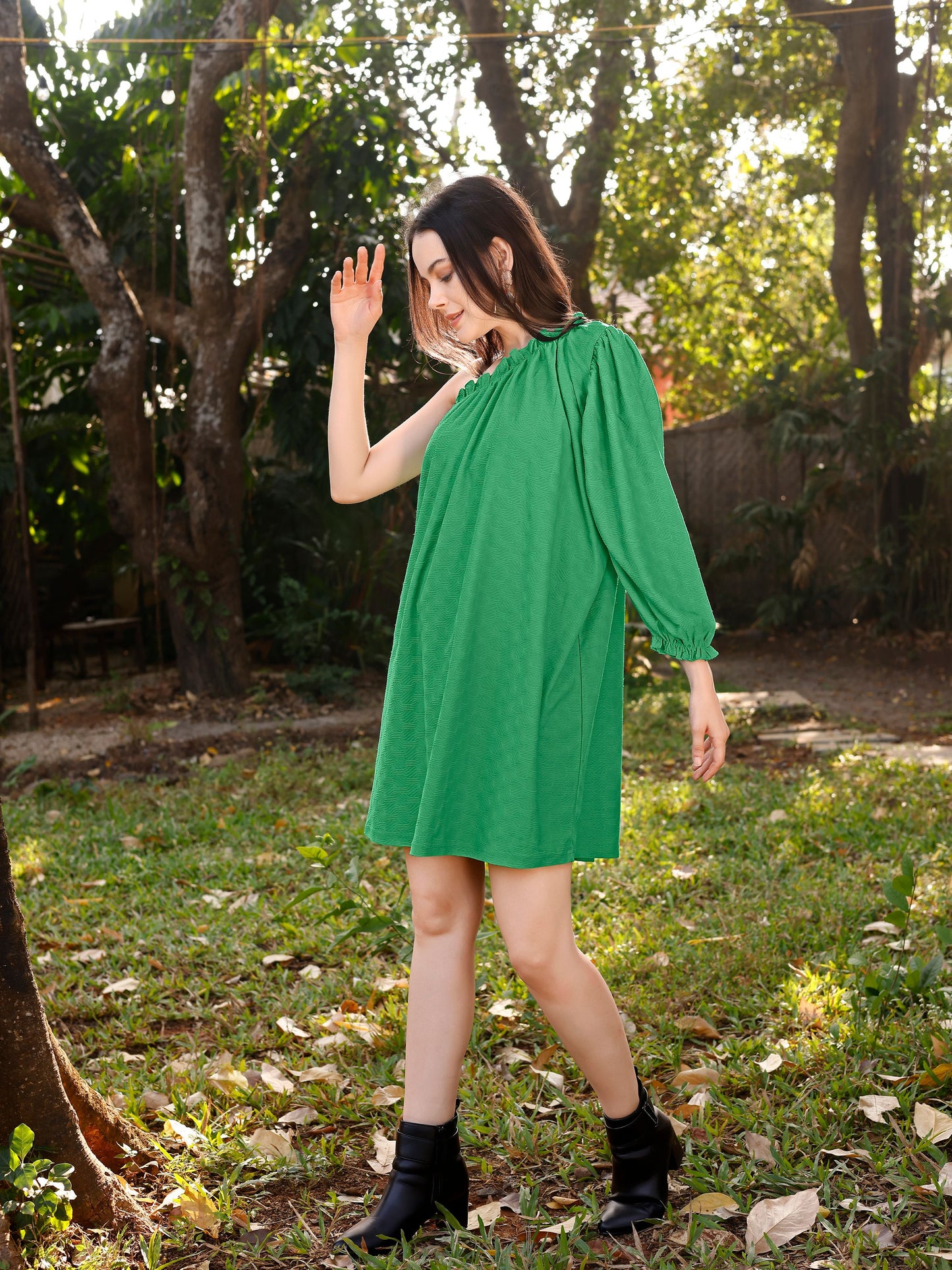 Oversized Green One Shoulder Dress