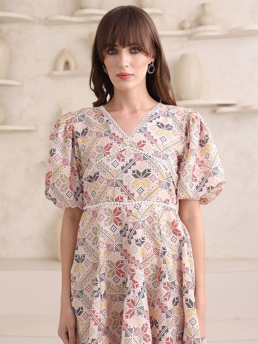 Obshivka  Printed Fit and Flare Dress