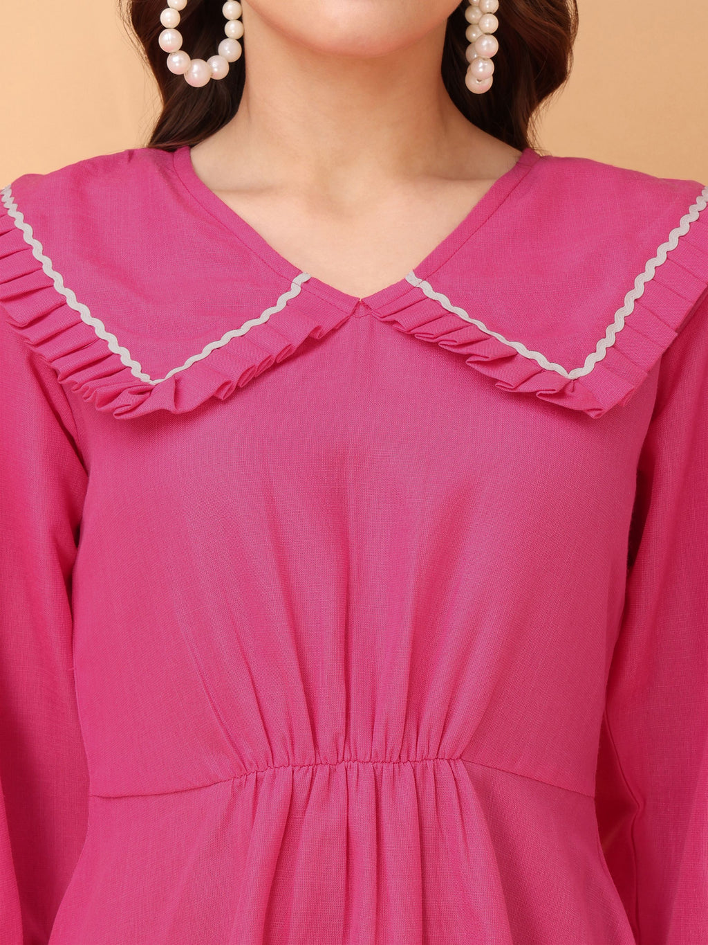 Women Multi Fit & Flare Solid Print Pink Dress