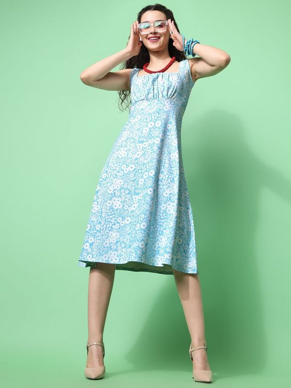 Women Sky Blue Sleeveless Dress