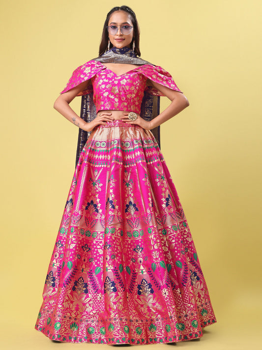 Women Pink Embellished  Lehenga