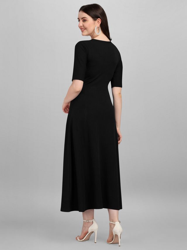 Women Light Violet & Black Fit & Flare dress