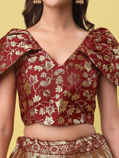 Women Marron  Embellished  Lehenga