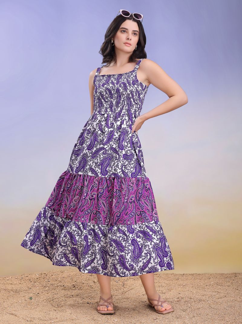 Women's Purple Mini Sleeveless Square Dress