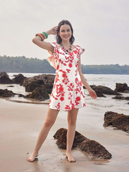 Red Sleeveless A-Line dress