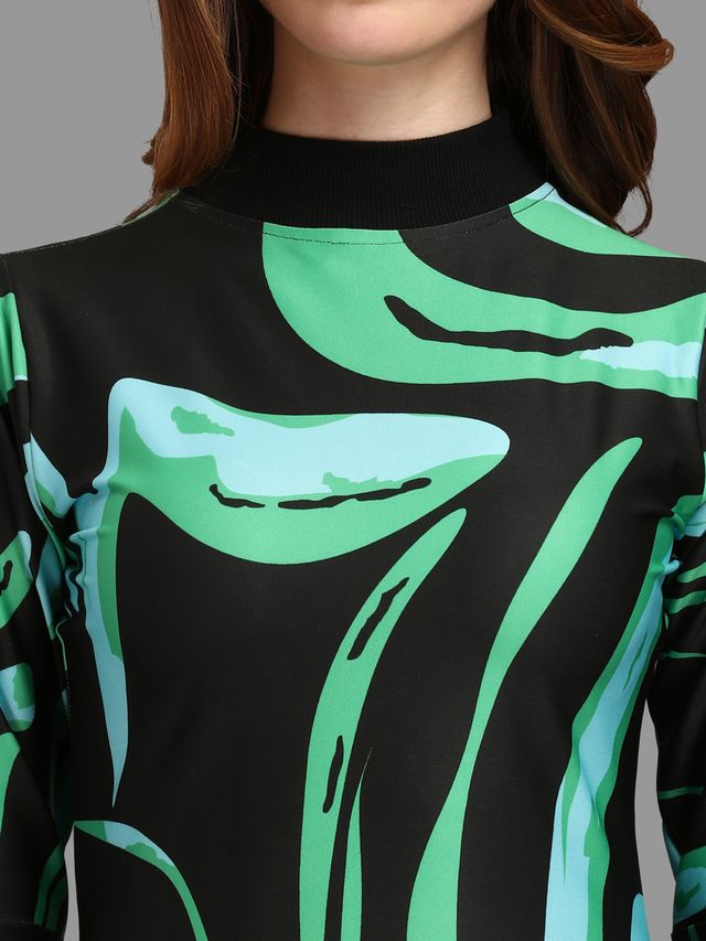 Women Green and Black Bodycon Dress